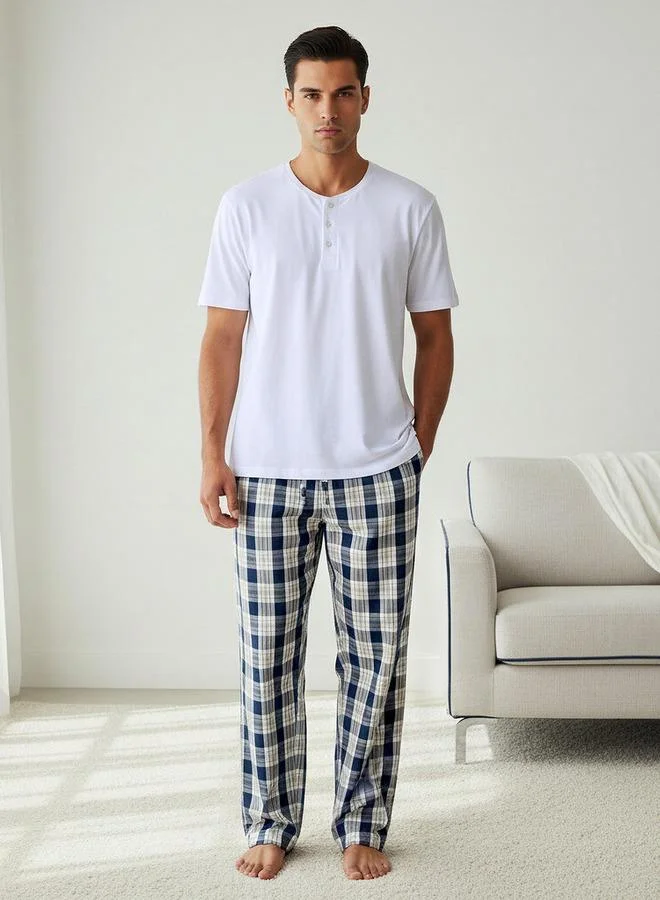 سبلاش فيڤ Men Cotton Checked Nightwear Set
